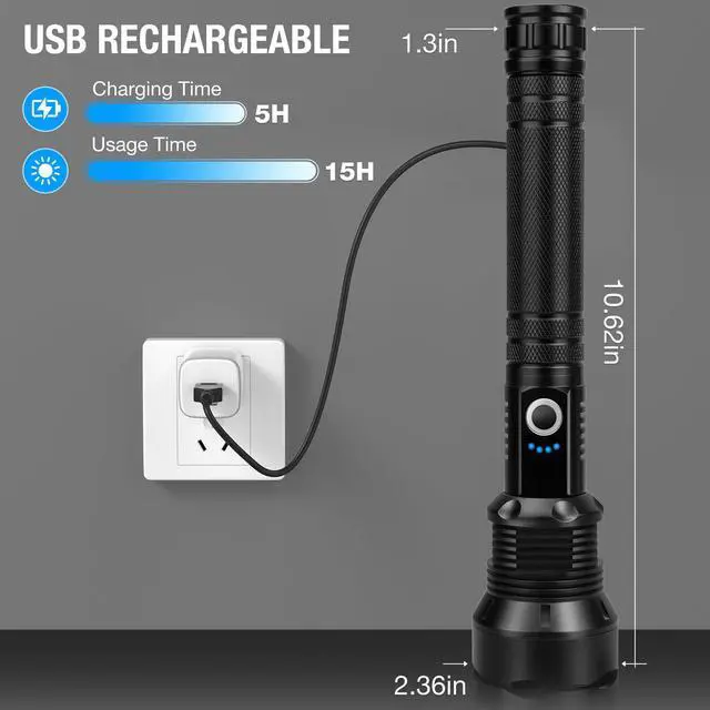 Alt view image 4 of 7 - Rechargeable LED Flashlight High Lumens, 99,000 Lumens Super Bright Flashlights with 8 Modes & Waterproof, Powerful Handheld Flash Light for Home Camping Hiking