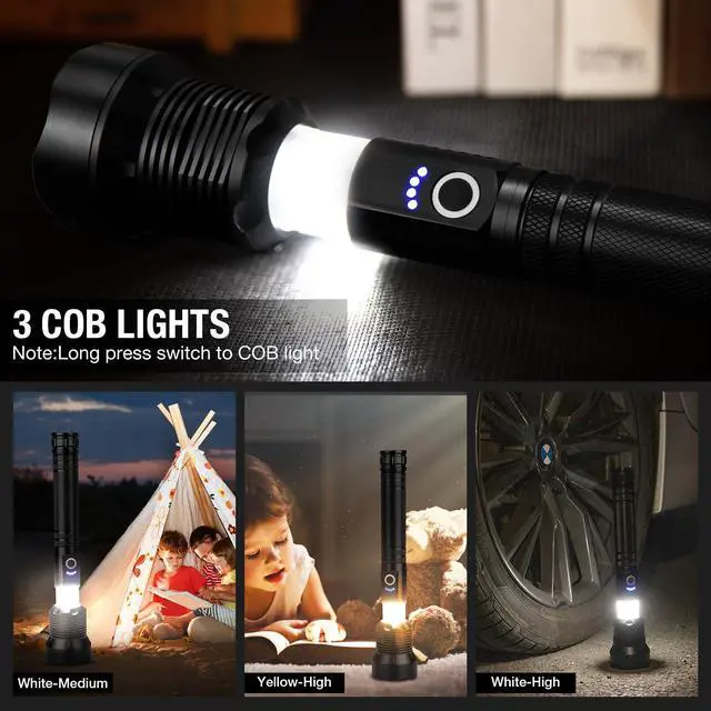 Alt view image 5 of 7 - Rechargeable LED Flashlight High Lumens, 99,000 Lumens Super Bright Flashlights with 8 Modes & Waterproof, Powerful Handheld Flash Light for Home Camping Hiking
