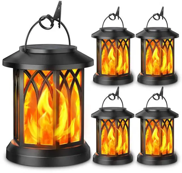 Main image of 4 Pack Solar Lantern Outdoor Lights, Upgraded Flickering Flame Solar Lanterns Lights Outdoor Waterproof, Hanging Lantern Decorative, Solar Powered Lanterns for Yard Patio Path Tree Garden Decor