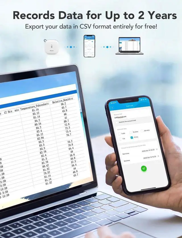 Alt view image 6 of 7 - WiFi Temperature Sensor H5179, Smart Hygrometer Thermometer with App Notification, 2 Years Data Storage Export, Remote Monitor for Room Greenhouse Incubator Wine Cellar, 2 Pack