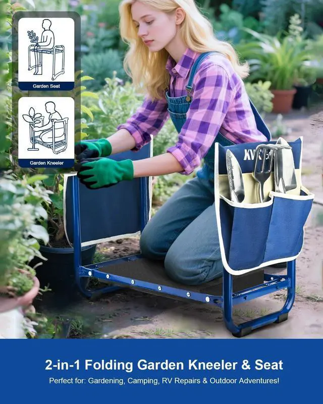 Alt view image 2 of 7 - Garden Kneeler and Seat Set 2025 Upgraded - Heavy Duty Foldable Bench Chair with 3 Tools & 2 Tool Pouch + Multi-Purpose Bag, Gardening Stool Gifts for Seniors, Women, Mom