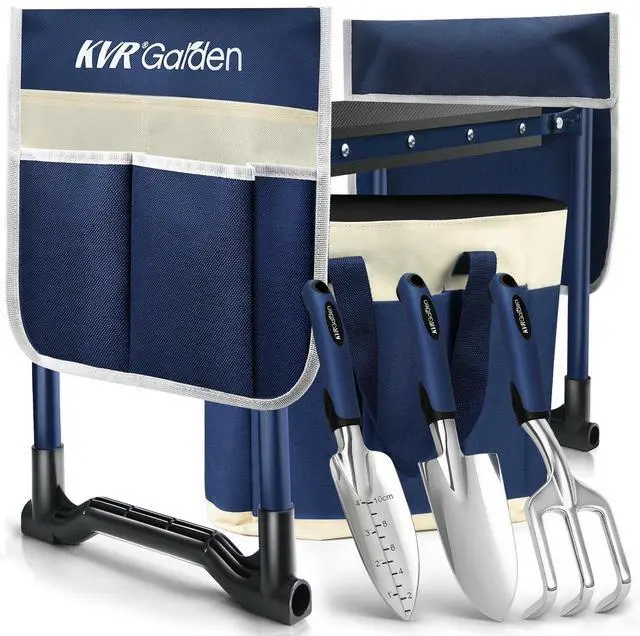 Main image of Garden Kneeler and Seat Set 2025 Upgraded - Heavy Duty Foldable Bench Chair with 3 Tools & 2 Tool Pouch + Multi-Purpose Bag, Gardening Stool Gifts for Seniors, Women, Mom