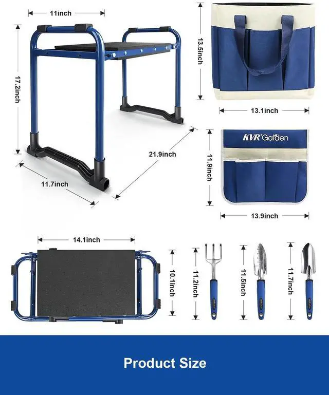 Alt view image 6 of 7 - Garden Kneeler and Seat Set 2025 Upgraded - Heavy Duty Foldable Bench Chair with 3 Tools & 2 Tool Pouch + Multi-Purpose Bag, Gardening Stool Gifts for Seniors, Women, Mom