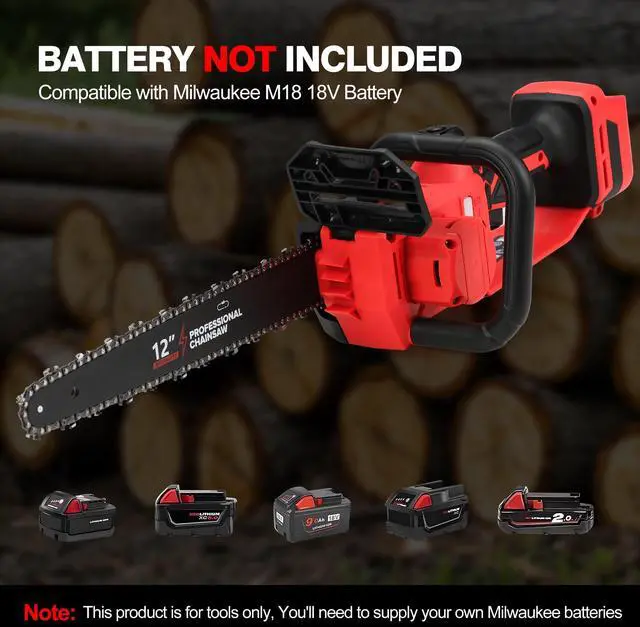 Alt view image 4 of 7 - Brushless Electric Chainsaw 12" Cordless Tool Only for Milwaukee M18 18V Battery with Auto Oiler & Security Lock, for Tree Trimming and Branch Wood Cutting (Tool Only) (for Milwaukee 18v Battery)