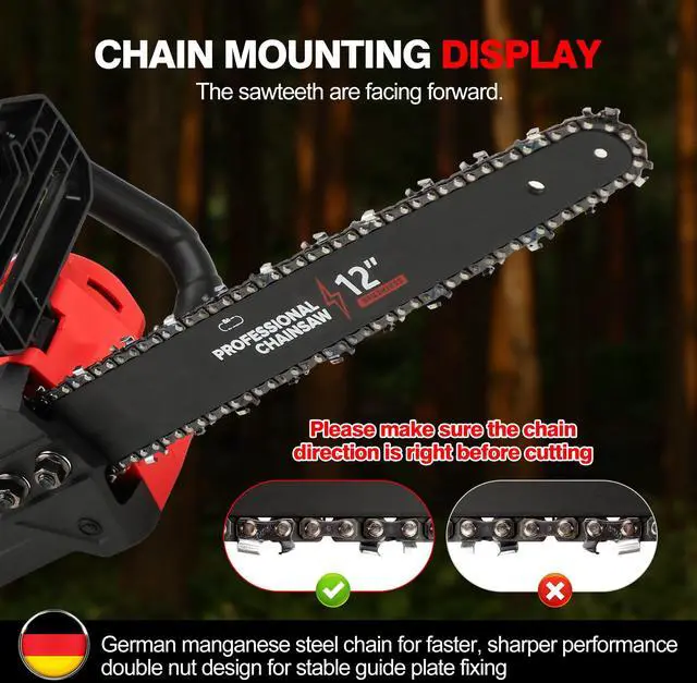 Alt view image 6 of 7 - Brushless Electric Chainsaw 12" Cordless Tool Only for Milwaukee M18 18V Battery with Auto Oiler & Security Lock, for Tree Trimming and Branch Wood Cutting (Tool Only) (for Milwaukee 18v Battery)