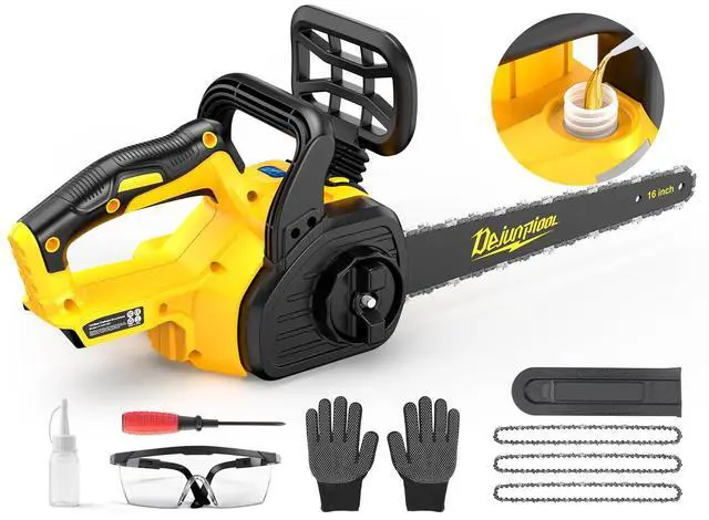 Main image of 16 Inch Electric Chainsaw Cordless Compatible with Dewalt 20V/60V MAX Battery (Tool Only), Brushless Chain Saw with Battery Level Screen, Auto Oiler, 3 Chains, Handheld Pruning Chainsaw Garden Tools