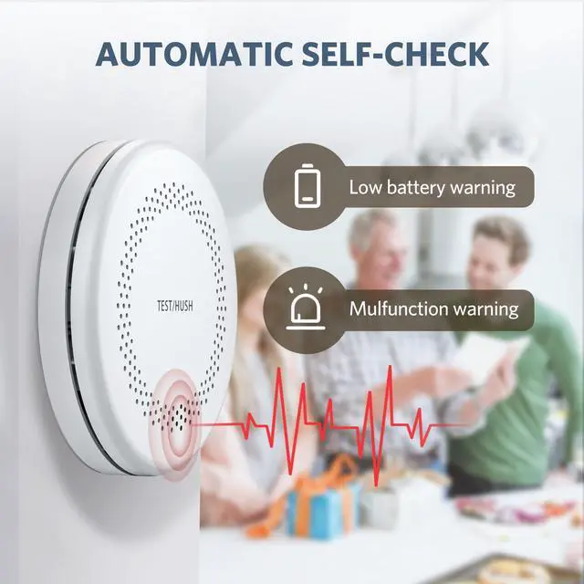 Alt view image 4 of 7 - 2 Pack Smoke and Carbon Monoxide Alarms, 10-Year Battery Smoke & CO Detector with Large Test/Silence Button, Easy Installation