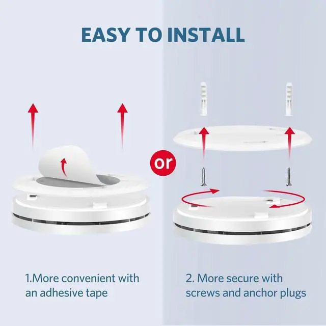 Alt view image 6 of 7 - 2 Pack Smoke and Carbon Monoxide Alarms, 10-Year Battery Smoke & CO Detector with Large Test/Silence Button, Easy Installation