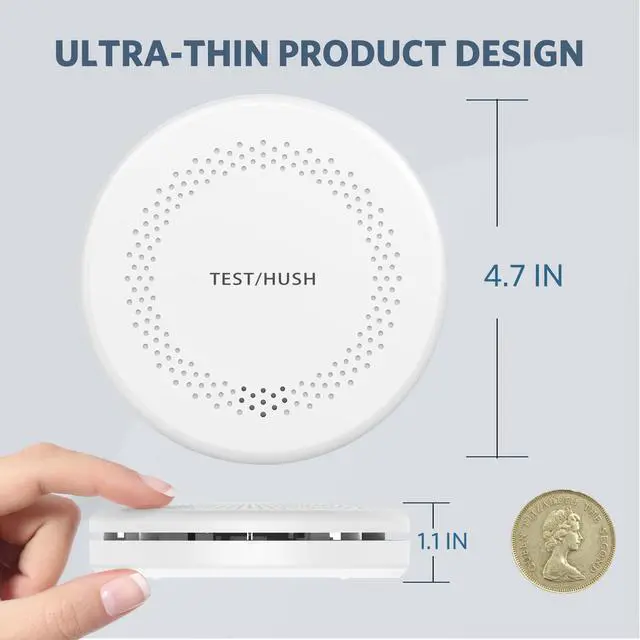 Alt view image 7 of 7 - 2 Pack Smoke and Carbon Monoxide Alarms, 10-Year Battery Smoke & CO Detector with Large Test/Silence Button, Easy Installation
