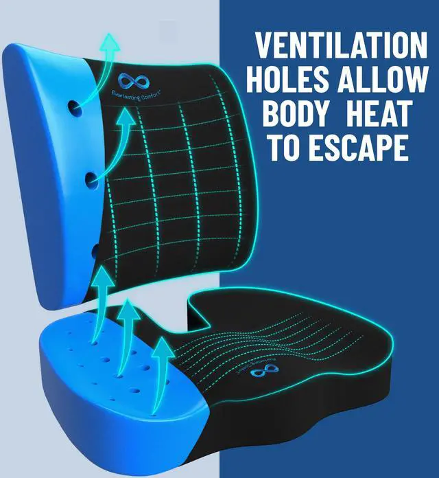 Alt view image 2 of 7 - Doctor Recommended Memory Foam Seat Cushion for Office Chairs & Car - Ergonomic Office Desk Accessories - Cushions for Tailbone Pain Relief, Sciatica & Back Support Pillow