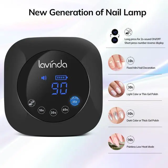 Alt view image 2 of 7 - UV Light for Nails, UV Nail Lamp 54W Rechargeable Nail Dryer Gel Polish Light with Large Touch Display, Professional Fast Curing Lamp with 4 Timer Setting Auto Sensor for Salon & Home