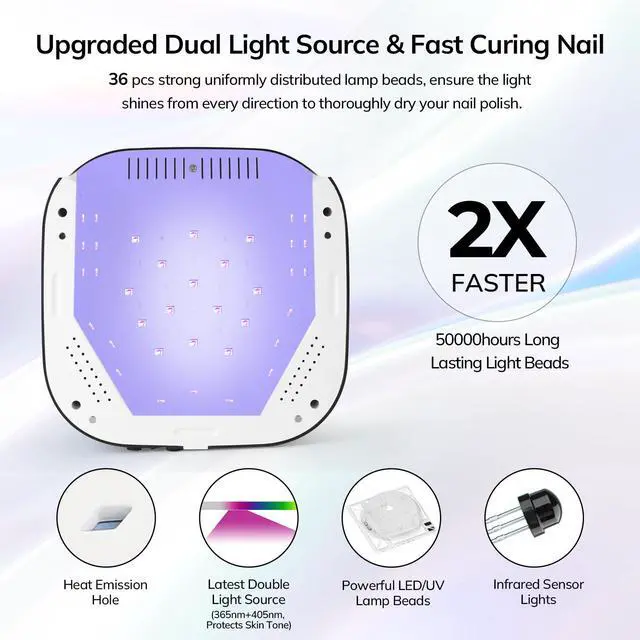 Alt view image 3 of 7 - UV Light for Nails, UV Nail Lamp 54W Rechargeable Nail Dryer Gel Polish Light with Large Touch Display, Professional Fast Curing Lamp with 4 Timer Setting Auto Sensor for Salon & Home