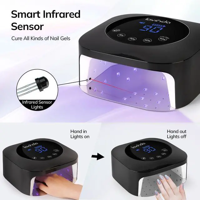 Alt view image 4 of 7 - UV Light for Nails, UV Nail Lamp 54W Rechargeable Nail Dryer Gel Polish Light with Large Touch Display, Professional Fast Curing Lamp with 4 Timer Setting Auto Sensor for Salon & Home