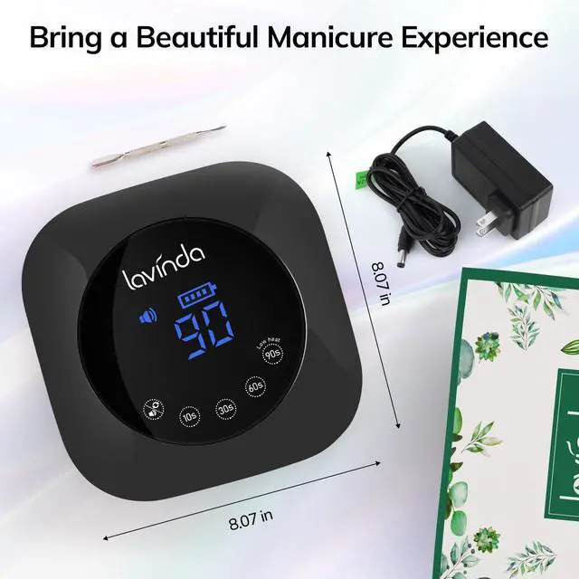 Alt view image 7 of 7 - UV Light for Nails, UV Nail Lamp 54W Rechargeable Nail Dryer Gel Polish Light with Large Touch Display, Professional Fast Curing Lamp with 4 Timer Setting Auto Sensor for Salon & Home