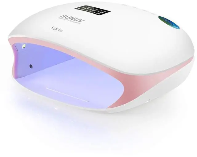 Main image of LED UV Nail Light, UV Lamp for Gel Nails Polish with 4 Timer Settings, LCD Display Removable Base, SUN4S Pink