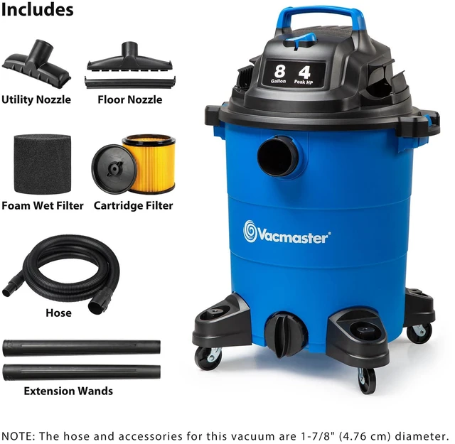 Alt view image 2 of 7 - VOC809PF 8-Gal 4 Peak HP Utility Wet/Dry Vacuum Blue