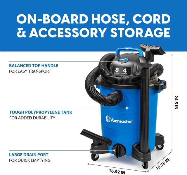 Alt view image 7 of 7 - VOC809PF 8-Gal 4 Peak HP Utility Wet/Dry Vacuum Blue