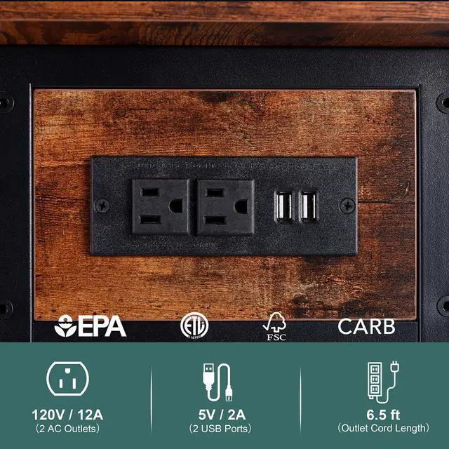 Alt view image 7 of 7 - End Table with Charging Station, Flip Top Side Table with USB Ports and Outlets, Sofa Couch Table Bedside Table for Living Room Bedroom, Narrow Nightstand with Storage Shelves for Small Space