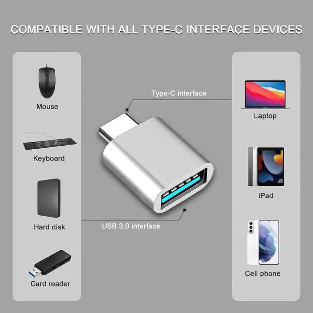 Alt view image 4 of 7 - USB C Adapter 5-Pack USB-A to USB-C Female Adapter & 10Gbps USB-C Male to USB 3.1 Female OTG Adapter, Compatible with MacBook, iPhone 17/16, iPad, Thunderbolt 4 Devices