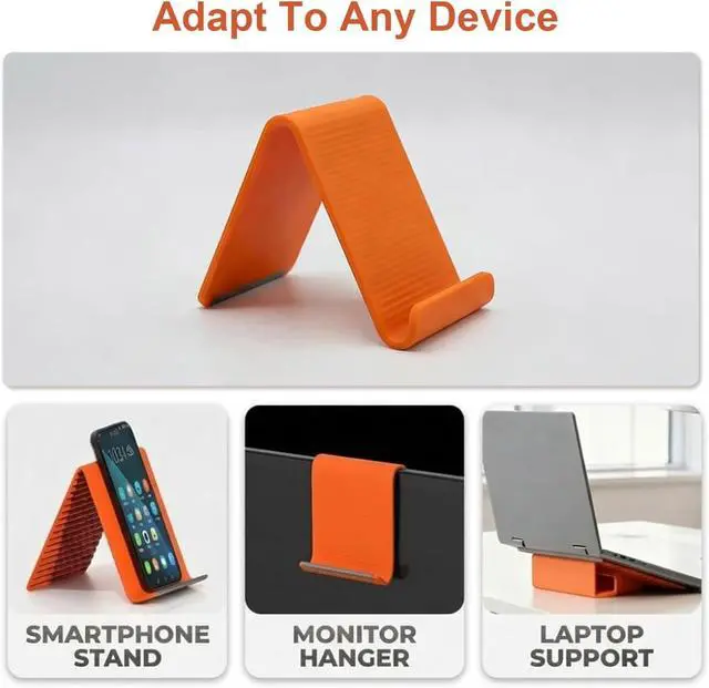 Alt view image 7 of 7 - 2PCS Foldable Silicone Aluminium Phone Holder Stand for Smartphones, Tablets & Small Devices, Portable Orange