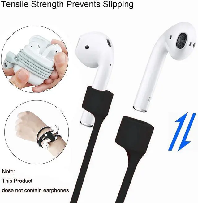 Alt view image 5 of 7 - Magnetic Anti-Lost Straps for AirPods, Colorful Soft Silicone Sports Lanyard, Ear Hooks and Neck Rope Cord for AirPod, Wireless Headphones Anti-Lost Rope 4-Pack (Black White Blue)