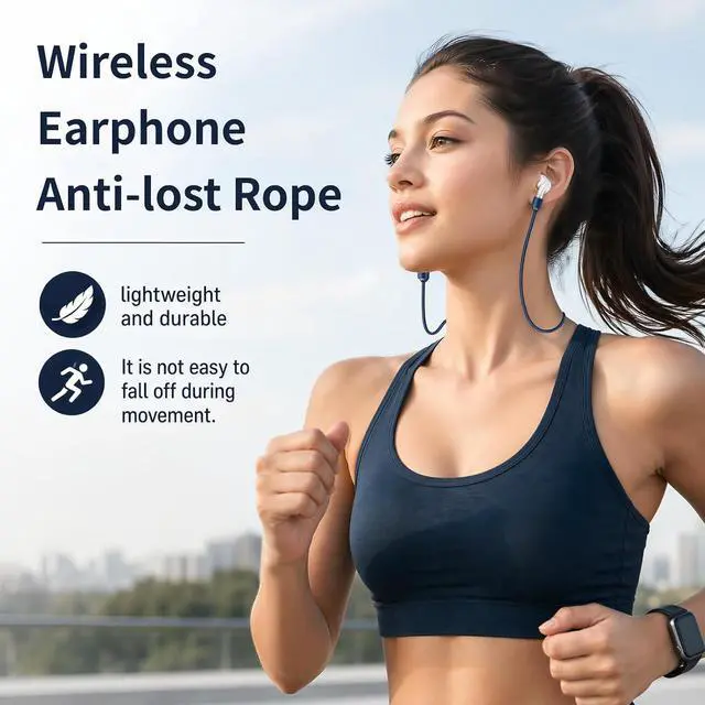 Alt view image 7 of 7 - Magnetic Anti-Lost Straps for AirPods, Colorful Soft Silicone Sports Lanyard, Ear Hooks and Neck Rope Cord for AirPod, Wireless Headphones Anti-Lost Rope 4-Pack (Black White Blue)