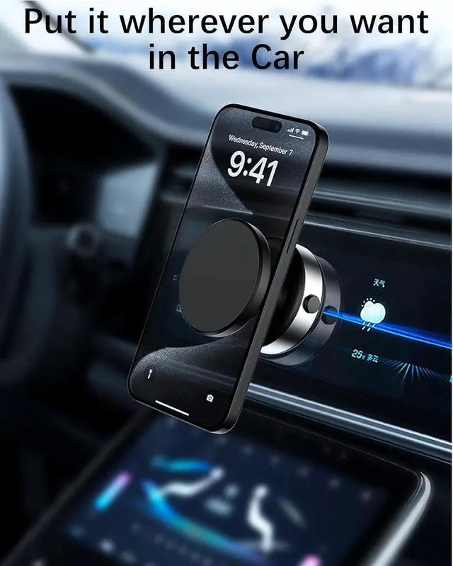 Alt view image 6 of 6 - Magnetic Phone Mount with Electric Vacuum Suction Cup, 360° Rotating Hands-Free Holder for MagSafe iPhone, Car, Gym, Mirror & Smooth Surfaces, Silver
