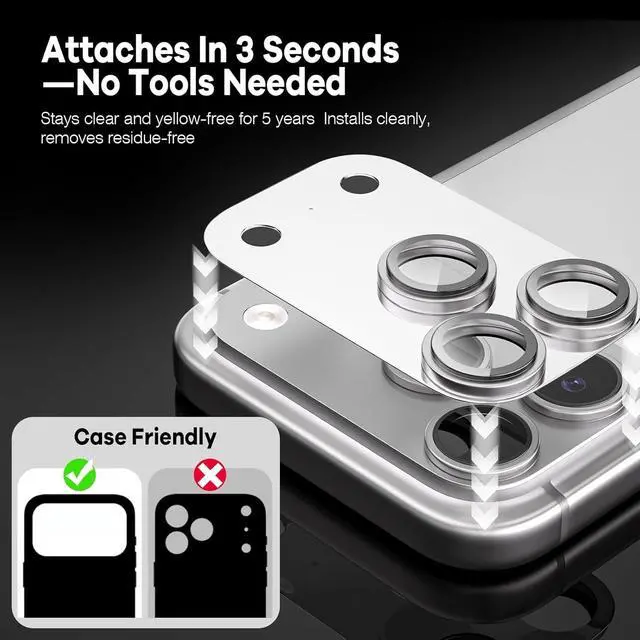 Alt view image 2 of 7 - Mirror Camera Lens Protector for iPhone 17 Pro Max, HD Camera Lens Cover with Makeup Mirror, Scratch-Resistant Camera Protector, Silver