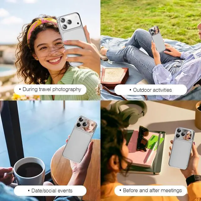 Alt view image 7 of 7 - Mirror Camera Lens Protector for iPhone 17 Pro Max, HD Camera Lens Cover with Makeup Mirror, Scratch-Resistant Camera Protector, Silver
