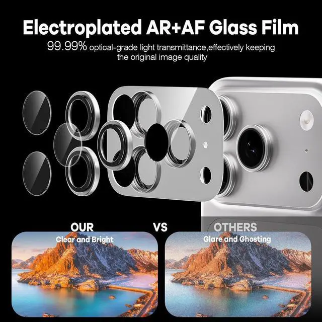 Alt view image 3 of 7 - Mirror Camera Lens Protector for iPhone 17 Pro Max, HD Camera Lens Cover with Makeup Mirror, Scratch-Resistant Camera Protector, Silver