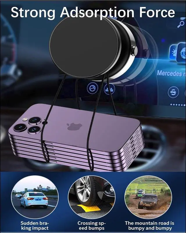 Alt view image 3 of 6 - Electric Vacuum Suction Cup Magnetic Phone Mount, 360 Rotatable Magnetic Cell Phone Holder, Adjustable Hands-Free Portable for Magsafe iPhone Car Gym Mirror Smooth Surface(Black)