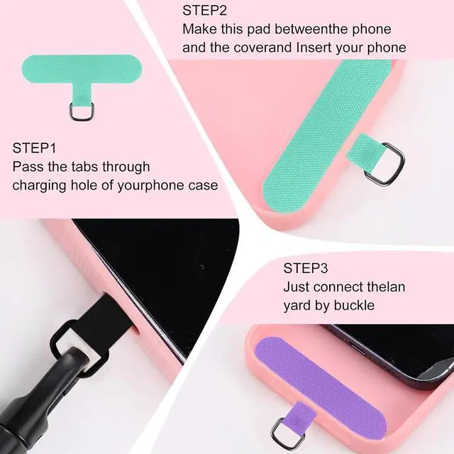Alt view image 5 of 7 - 18PCS Phone Tether Tabs multi-color Universal Without Adhesive Phone Lanyard Patch Replacement Parts, nylon material Compatible with full protective case