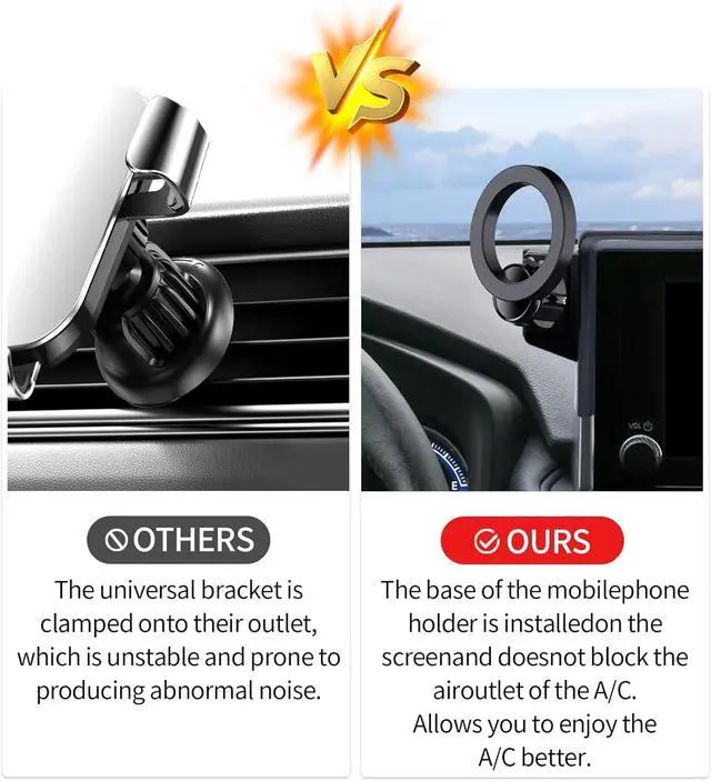 Alt view image 5 of 7 - Car Phone Holder for Toyota RAV4 2019-2025 Accessories, 7/8" Screen Mount, Magsafe Magnetic Cell Phone Mount Clip Compatible with iPhone, 3D Fit Stable Dashboard GPS Navigation Bracket Cradle Stand
