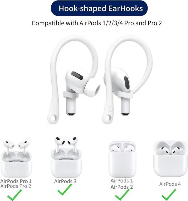 Alt view image 2 of 7 - Magnetic Anti-Lost Straps for AirPods, Colorful Soft Silicone Sports Lanyard, Ear Hooks and Neck Rope Cord for AirPod, Wireless Headphones Anti-Lost Rope 4-Pack (White Pink Green)