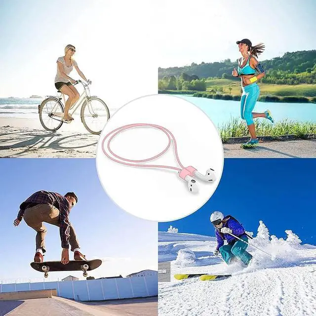 Alt view image 5 of 7 - Magnetic Anti-Lost Straps for AirPods, Colorful Soft Silicone Sports Lanyard, Ear Hooks and Neck Rope Cord for AirPod, Wireless Headphones Anti-Lost Rope 4-Pack (White Pink Green)
