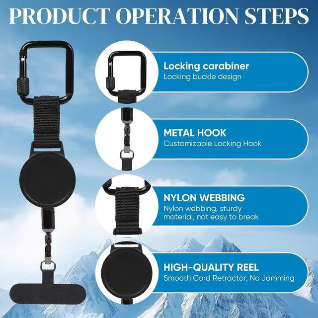 Alt view image 2 of 7 - Retractable Phone Tether Anti Theft, Anti Pickpocket Phone Strap with Secure Locking Clip and 360° Anti-Tangle Design for Travel Hiking Skiing (2pcs)