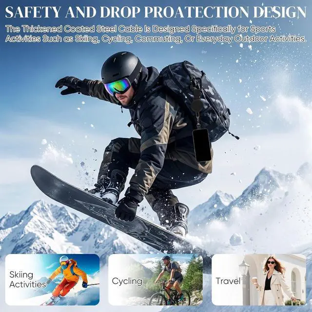 Alt view image 7 of 7 - Retractable Phone Tether Anti Theft, Anti Pickpocket Phone Strap with Secure Locking Clip and 360° Anti-Tangle Design for Travel Hiking Skiing (2pcs)
