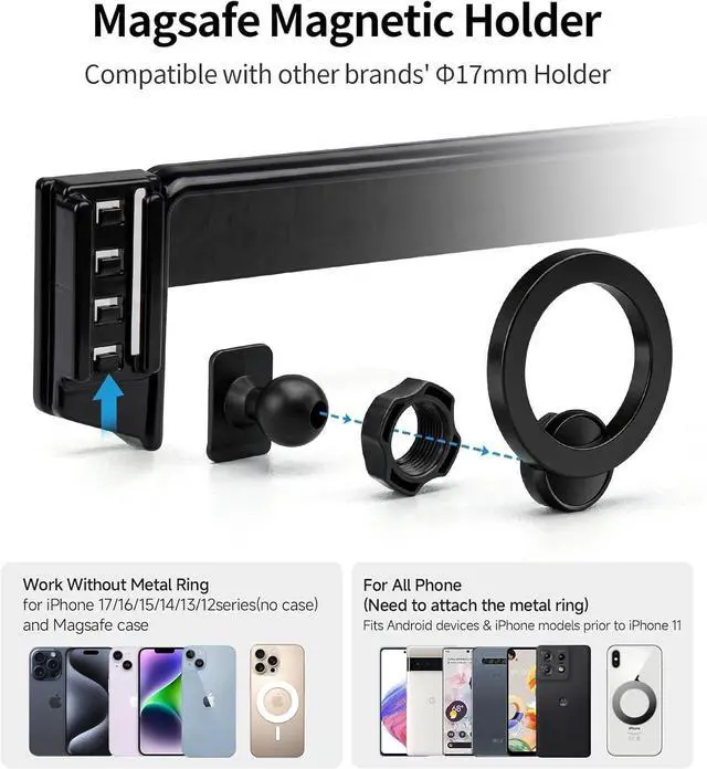 Alt view image 4 of 7 - Car Phone Holder for Honda Passport/Pilot 2026, 12.3" Screen Magsafe Mount Magnetic Accessories Cell Phone Mount Clip Compatible with iPhone, 3D fit Stable Dashboard Navigation Bracket Cradle Stand
