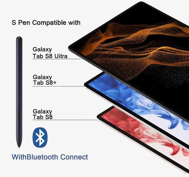Alt view image 5 of 7 - Galaxy Tab S8 Stylus Pen (With Bluetooth) Replacement for Samsung Galaxy Tab S8+, Ultra Touch S Pen + Tips/Nibs (Black)