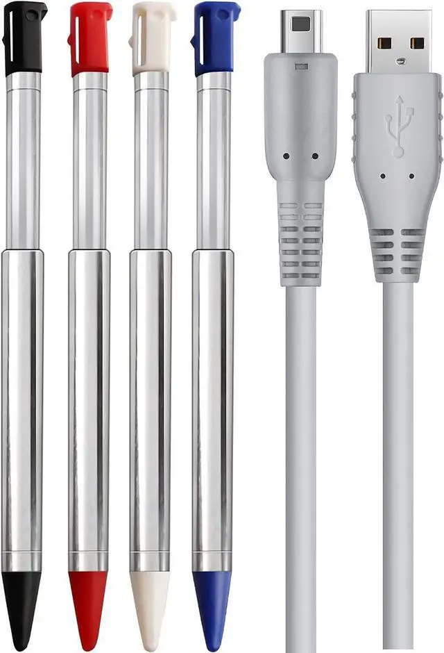 Main image of 3DS Stylus Pen, 4 in 1 Metal Retractable Replacement Stylus Touch Styli Pen Set with USB Charging Cable for 3DS