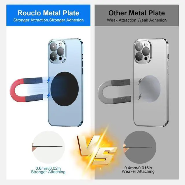 Alt view image 2 of 7 - Metal Plates for Magnetic Car Mount 12-Pack (6 Round + 6 Rectangular) with Strong 3M Adhesive Ultra-Thin, Durable, Non-Magnetic, Compatible with Smartphones & Tablets