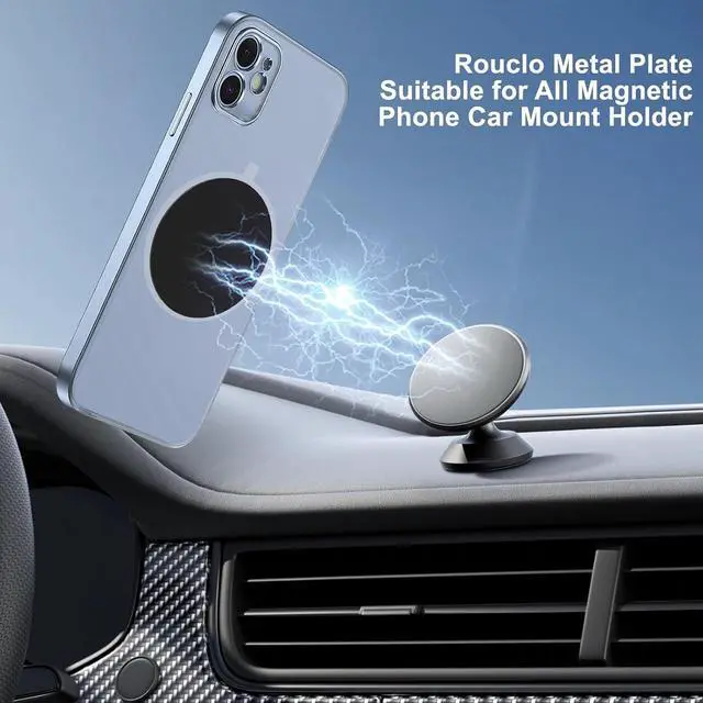 Alt view image 7 of 7 - Metal Plates for Magnetic Car Mount 12-Pack (6 Round + 6 Rectangular) with Strong 3M Adhesive Ultra-Thin, Durable, Non-Magnetic, Compatible with Smartphones & Tablets