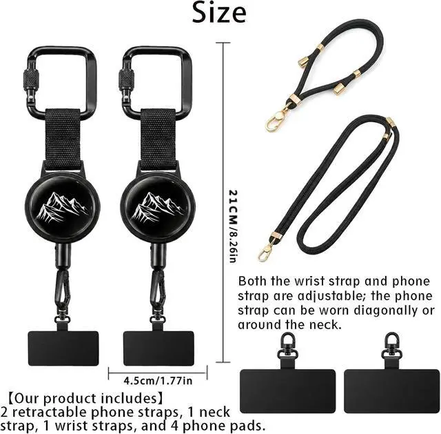 Alt view image 4 of 7 - 4 PCS Retractable Phone Lanyard Set Adjustable Anti-Theft - Anti-Lost Neck & Wrist Strap Tether for All Smartphones, Suitable for All Scenarios, Festival Travel Security