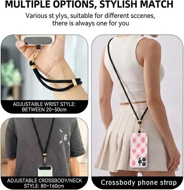 Alt view image 7 of 7 - 4 PCS Retractable Phone Lanyard Set Adjustable Anti-Theft - Anti-Lost Neck & Wrist Strap Tether for All Smartphones, Suitable for All Scenarios, Festival Travel Security