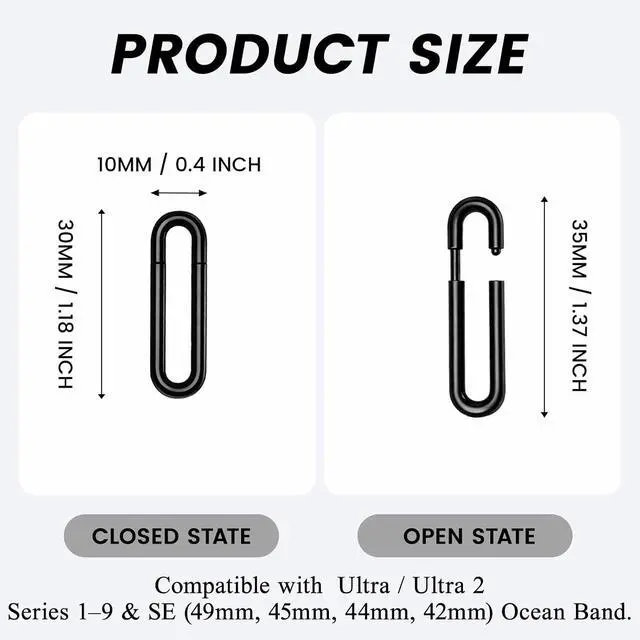 Alt view image 3 of 4 - 2 Pack Metal Buckle Clamp for Apple Watch Ocean Band 49mm 45mm 44mm 42mm, Stainless Steel Replacement Strap Clasp for Ultra 2, Ultra, Series 9 8 7 6 5 4 3 2 1 & SE