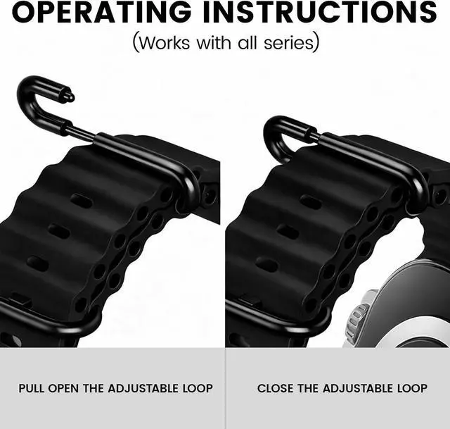Alt view image 4 of 4 - 2 Pack Metal Buckle Clamp for Apple Watch Ocean Band 49mm 45mm 44mm 42mm, Stainless Steel Replacement Strap Clasp for Ultra 2, Ultra, Series 9 8 7 6 5 4 3 2 1 & SE