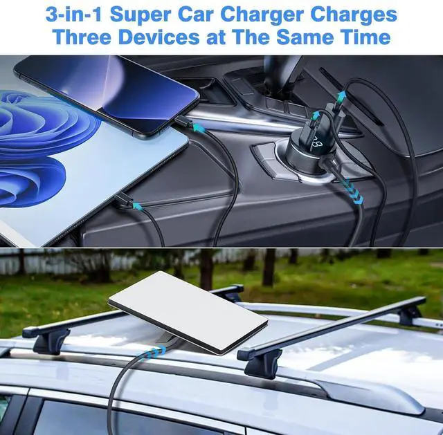 Alt view image 4 of 7 - 3-in-1 Starlink Mini Cable 10ft/3m, High Speed Charging USB C/USB A Ports, 12-48V Starlink mini car Charger to DC Cable Waterproof Accessory's