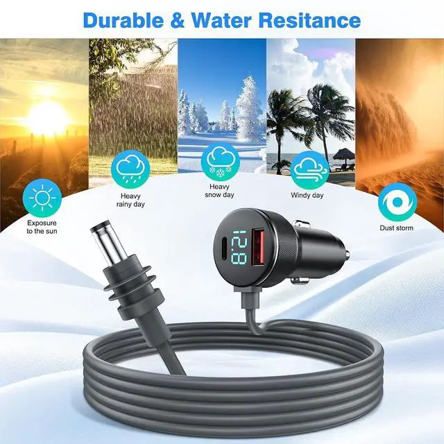 Alt view image 2 of 7 - 3-in-1 Starlink Mini Cable 10ft/3m, High Speed Charging USB C/USB A Ports, 12-48V Starlink mini car Charger to DC Cable Waterproof Accessory's