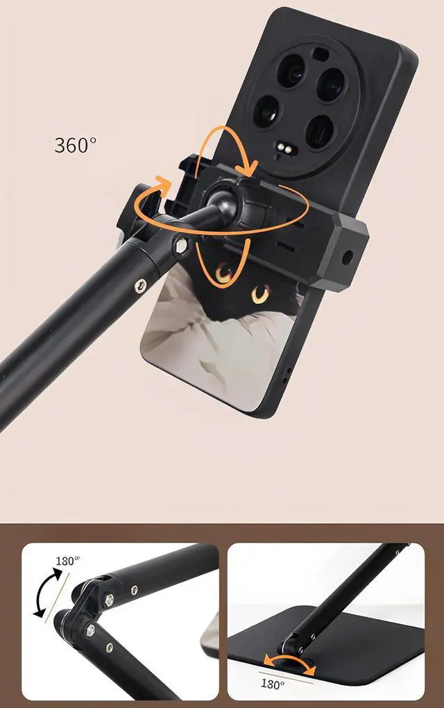 Alt view image 2 of 7 - Adjustable Overhead Articulating Arm Phone Stand for Desk, Black Metal
