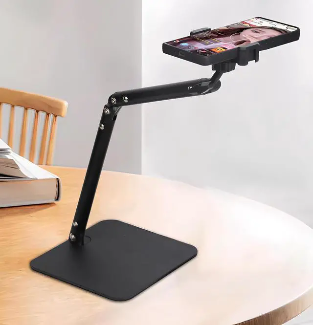 Alt view image 6 of 7 - Adjustable Overhead Articulating Arm Phone Stand for Desk, Black Metal